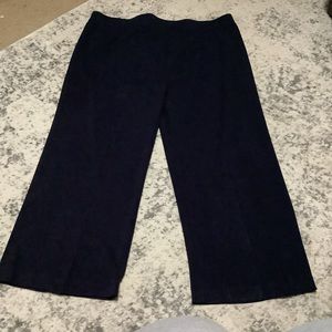 Misook Navy Acrylic Knit Flat Front Elastic Waist Straight Leg Trouser Pants 3X
